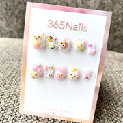 365nails: "Starry Whispers" – 3D Pastel Bear Short Square Nails