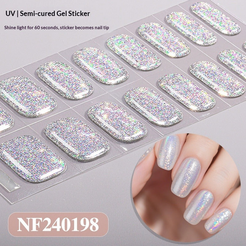 Semi-Cured Gel Nail Strips Pure Glitter Ultra Sparkle Glossy Design (MOQ=3)