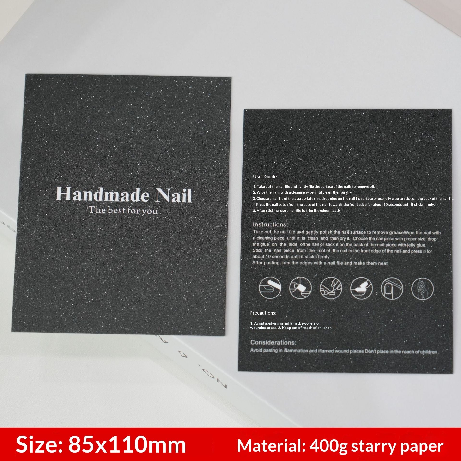 Galaxy Black Display Cards for Press On Nail Collections (MOQ=50)