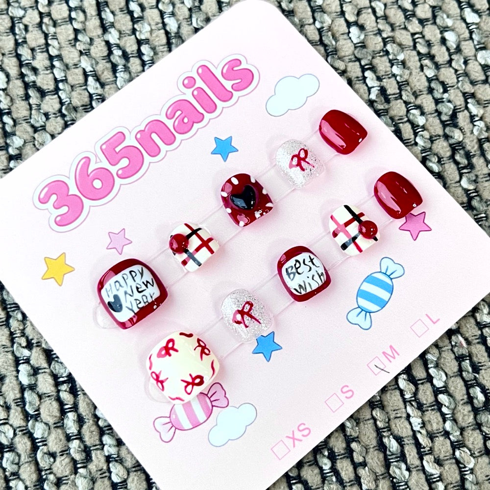 365nails: "Festive Joy" – 3D Gift & Candy Handmade Short Square Nails