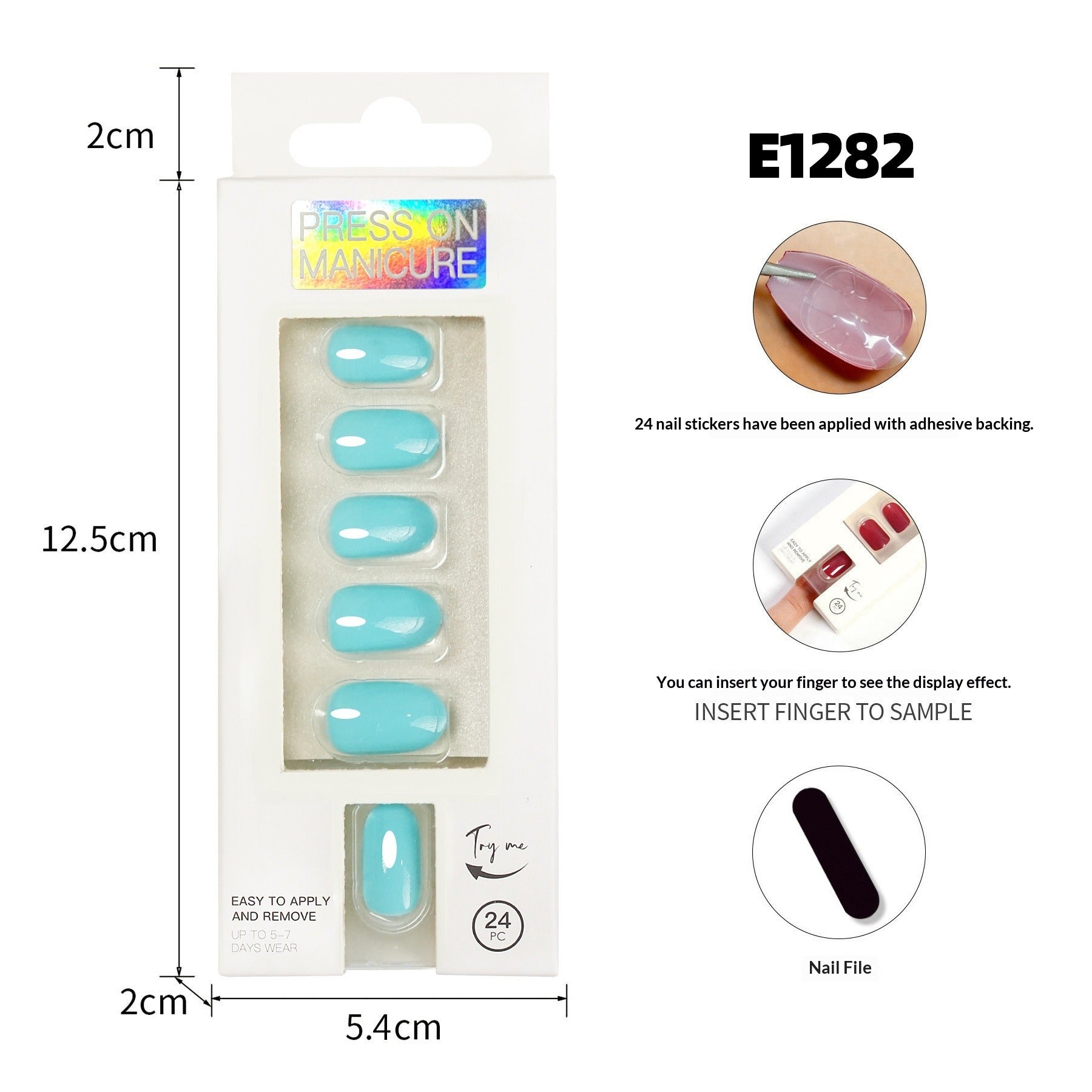 Wearable solid color nude round tip false nails, 24 pieces, neutral packaging