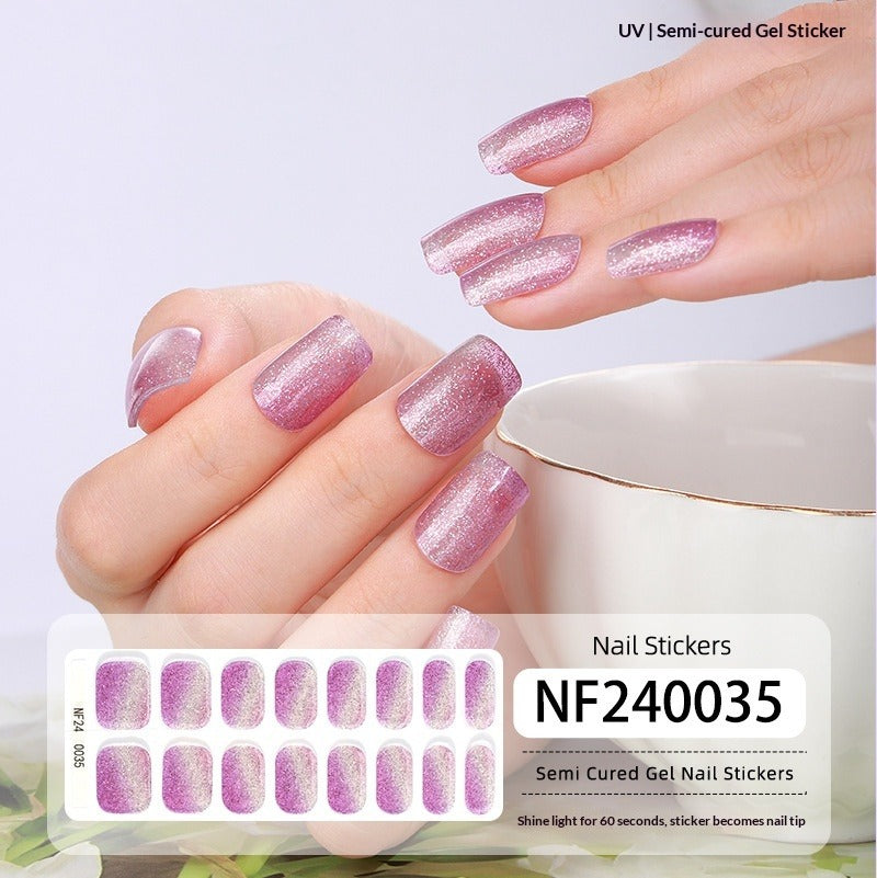 Semi-Cured Gel Nail Strips 3D Foil Gold Glossy Design (MOQ=3)