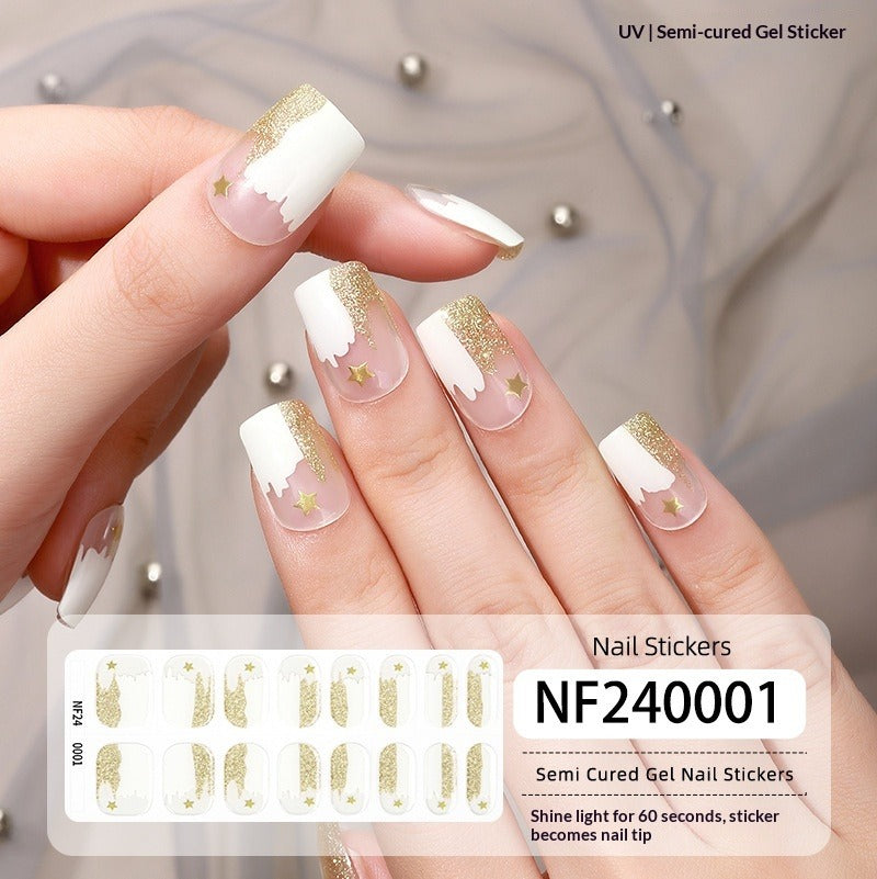 Semi-Cured Gel Nail Strips French Gradient Soft Glossy Design (MOQ=3)