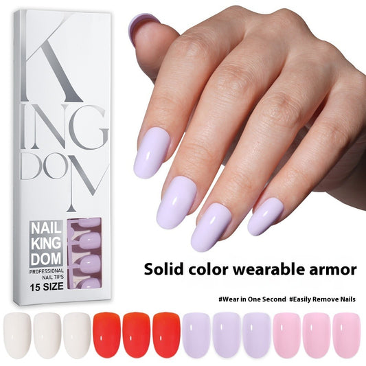 Nail Tips Press on nails Solid color glossy removable 120 pieces Boxed wearable prefabricated nail piece False nail piece Patch nail art