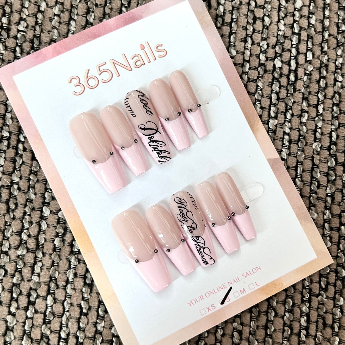 Pink Sketch - Blush Black Line Press-On Nails