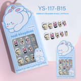 Children press on nails, cartoon 24-piece boxed finished product, sweet and cute children's removable fake nail patch manicure