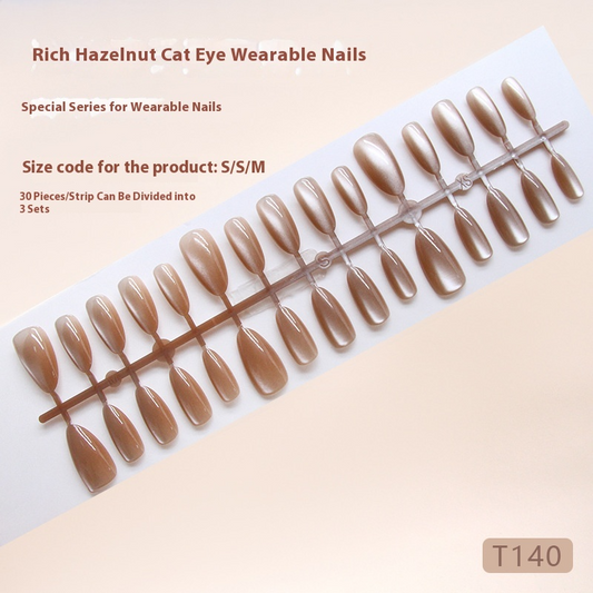 Nail Tips  prefabricated nail, spring three-dimensional cat eye French flash fashion white,  ins wind press on nails 30 pieces｜365nails