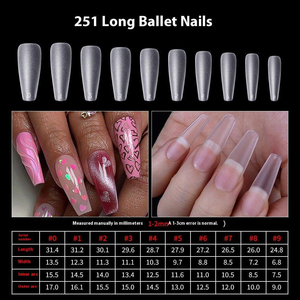 Nail Tips Frosted nail pads Free grinding Flat nail Traceless water drop Ballet press on nails pads 500 boxed nail art fake nails