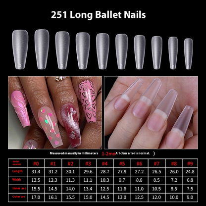 Nail Tips Frosted nail pads Free grinding Flat nail Traceless water drop Ballet press on nails pads 500 boxed nail art fake nails