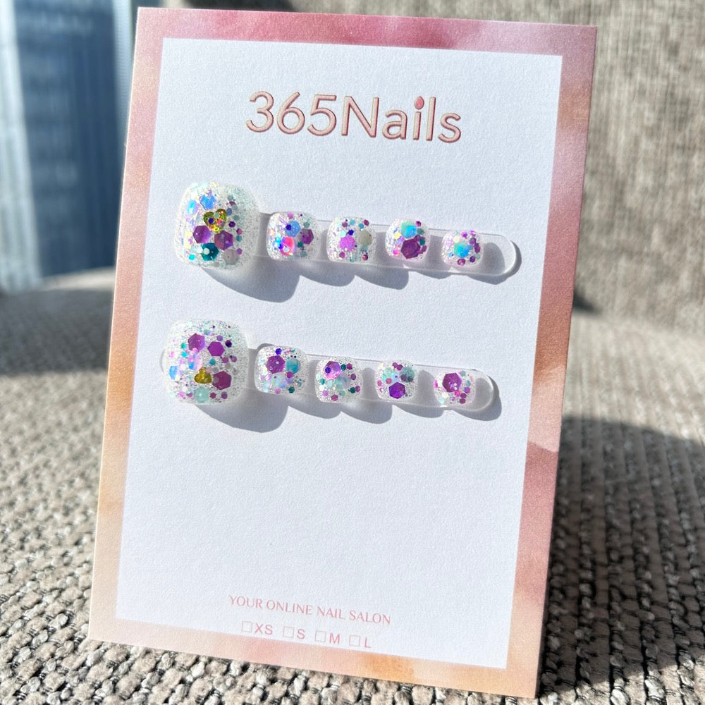 365nails: "purple galaxy glitter" – handmade press-on toenails / pedicure