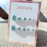 365nails: "icy cyan star" – handmade press-on toenails / pedicure