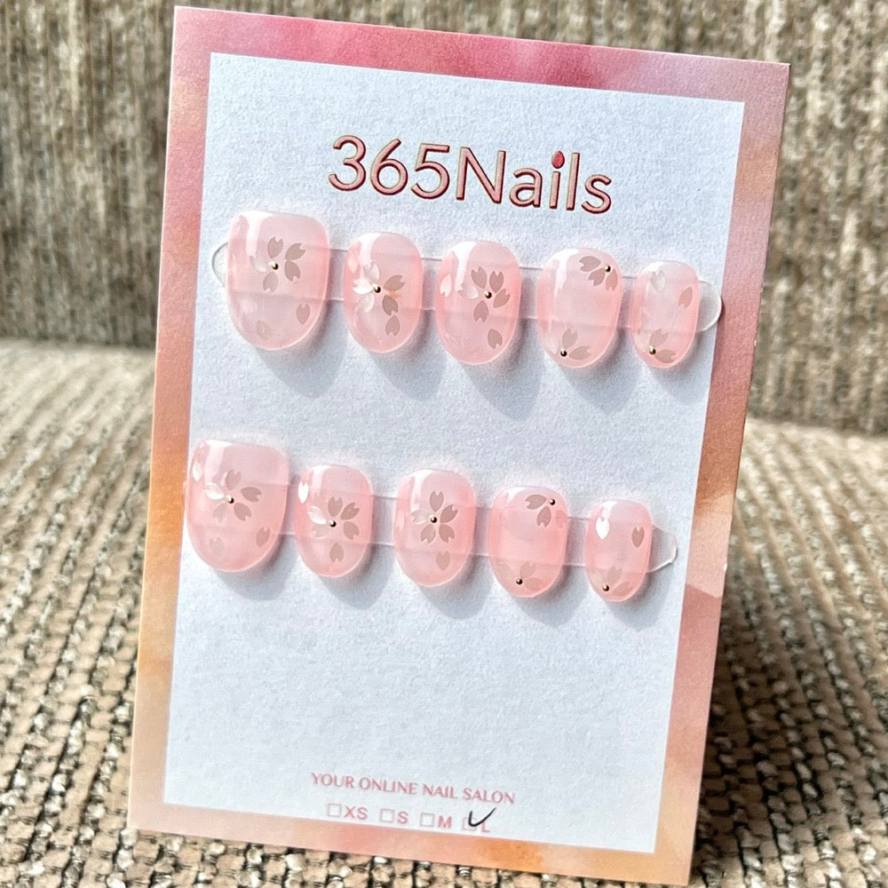 365nails 수제 사쿠라 벚꽃 숏 오벌형 프레스온 네일