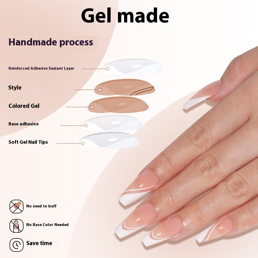 Nail Tips press on nails French, simple long ladder seamless detachable prefabricated nail piece fake nail 120 pieces bag patch nail art