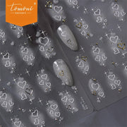 White & Gold Heart Nail Stickers – 5D Embossed Minimalist Elegance Set