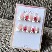 Pink Floral Polka Dot Press-On Nails