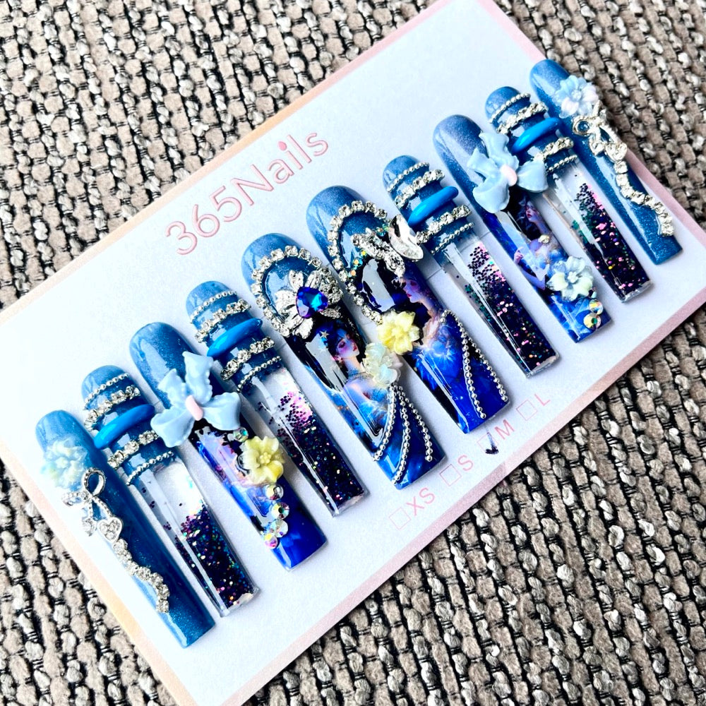 365nails: "Midnight Symphony" – 3D Character Art Handmade Coffin Nails-5.5cm