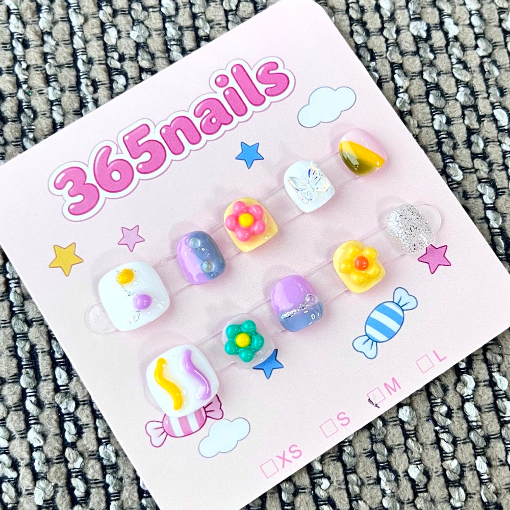 365nails: "Candy Land" – 3D Mix & Match Handmade Short Square Nails