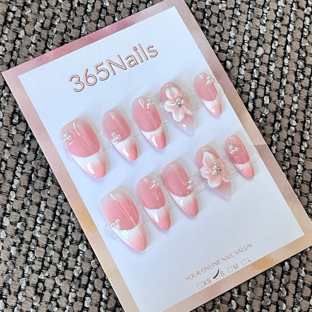 Rose Milk Pearl - Pink 3D French Press-On Nails