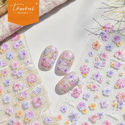 Pastel Flower Collection: "Sunshine & Pastel Wildflower" – 3D Embossed Nail Sticker