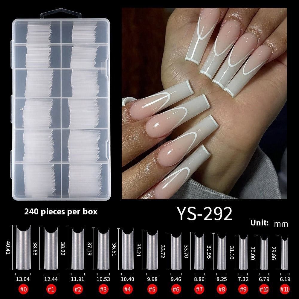 Nail Tips Nail matte, cut-free grinding, semi-sticker, long 240 pieces, boxed transparent water pipe nail patch, fake nail wholesale (MOQ=3)