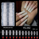 Nail Tips Nail matte, cut-free grinding, semi-sticker, long 240 pieces, boxed transparent water pipe nail patch, fake nail wholesale