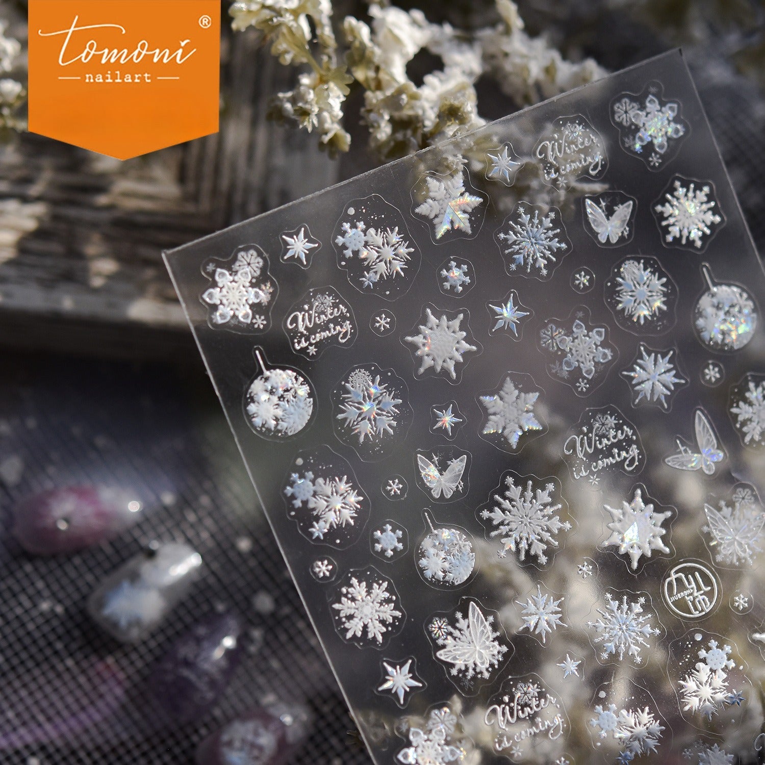 Holographic Snowflake Collection: "Winter Snowflake" – 3D Embossed Nail Sticker