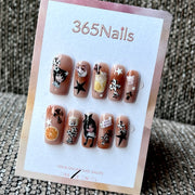 Cocoa Collage - Brown Star Square Press-On Nails