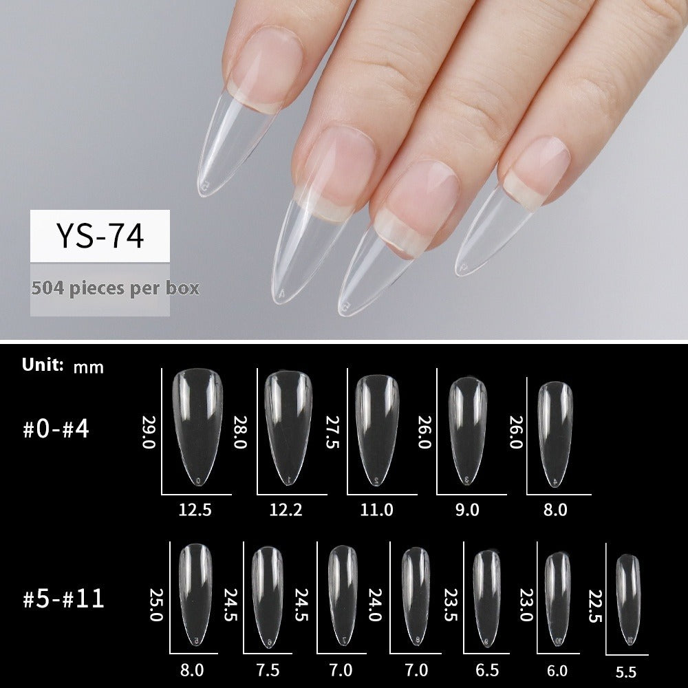 Nail Tips Transparent nail piece, special box for press on nails, full sticker, seamless patch, manicure, long water drop, almond nail patch, fake nail.
