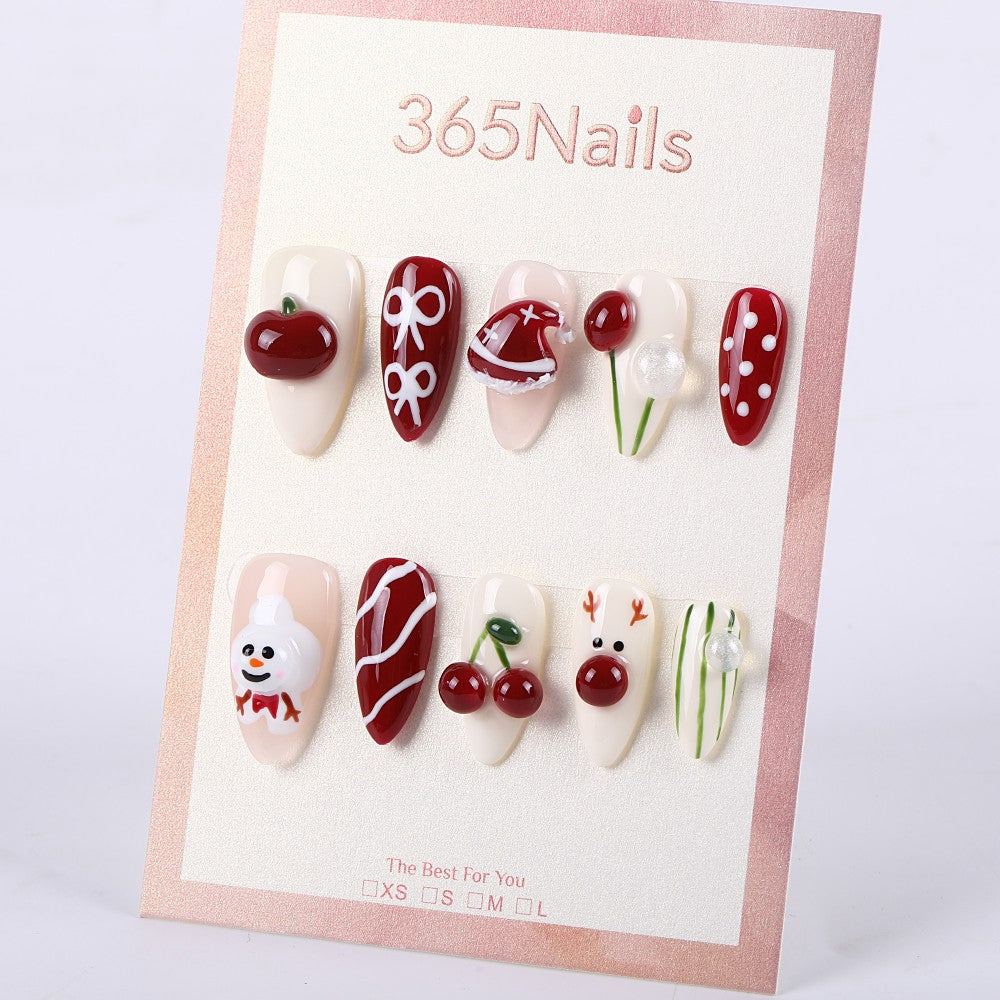 365Nails Cherry Red Christmas Stiletto Set