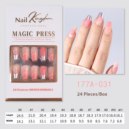 French press on nails 24 pieces Boxed detachable finished product Wearable prefabricated fake nail patch Solid color manicure