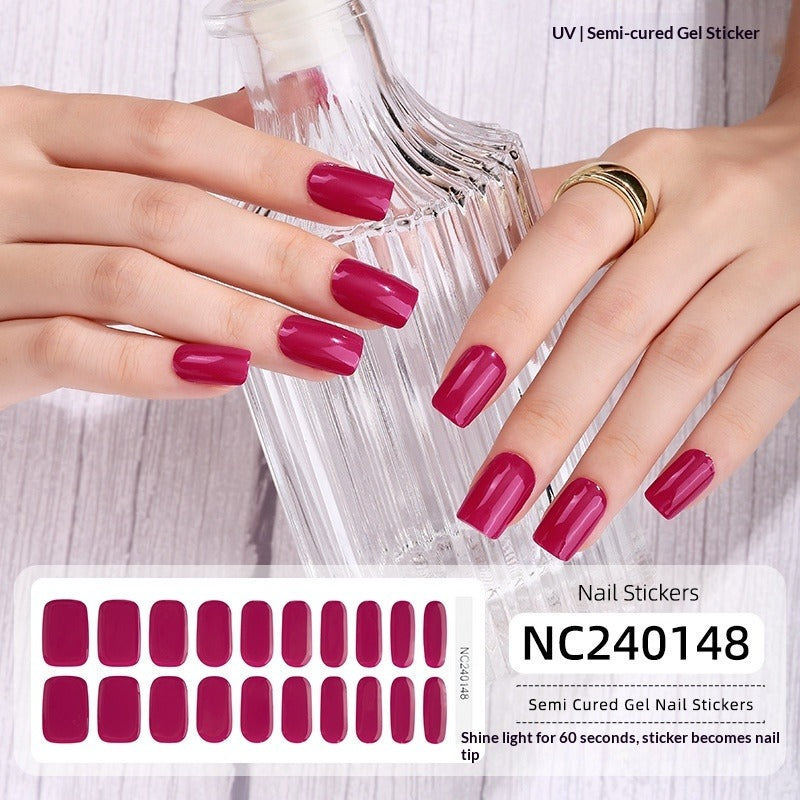 Semi-Cured Gel Nail Strips Solid Pearl Minimal Glossy Design (MOQ=3)