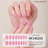 Semi-Cured Gel Nail Strips French Gradient Glitter Bow Glossy Design (MOQ=3)