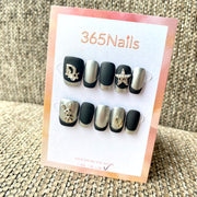 Luxury Logo 365nails: "Matte Silver Couture" – 3D Star Bunny & French Handmade Squoval Nails