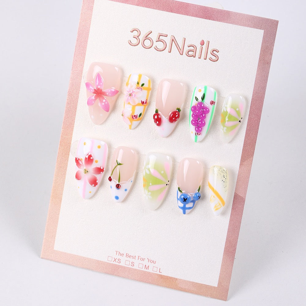 Uñas postizas 365Nails Garden Picnic Mix para presionar y pegar.