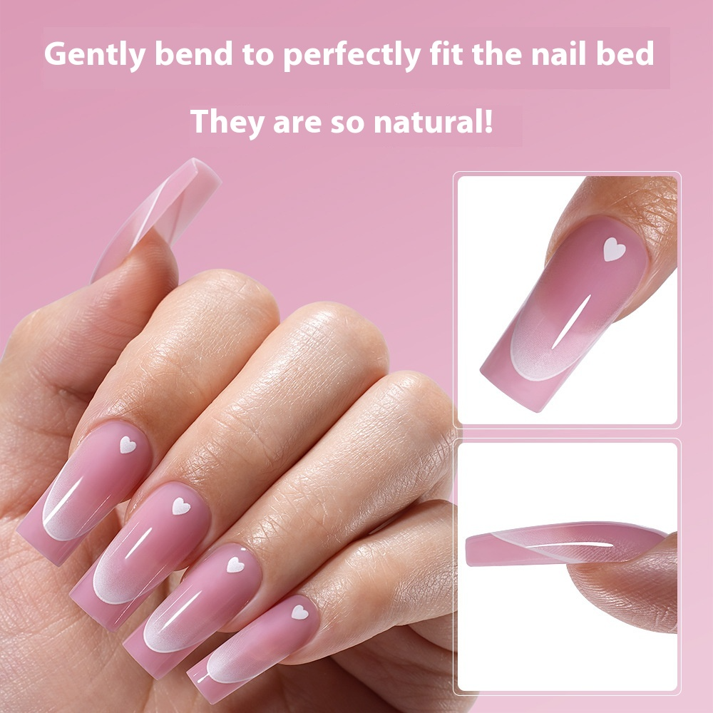 Nail Tips new press on nails French love long square fake nail 120 pieces detachable finished product patch manicure