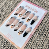 Handmade Wild Chic 3D Floral Press-on Nails | Leopard French & Ink Smudge