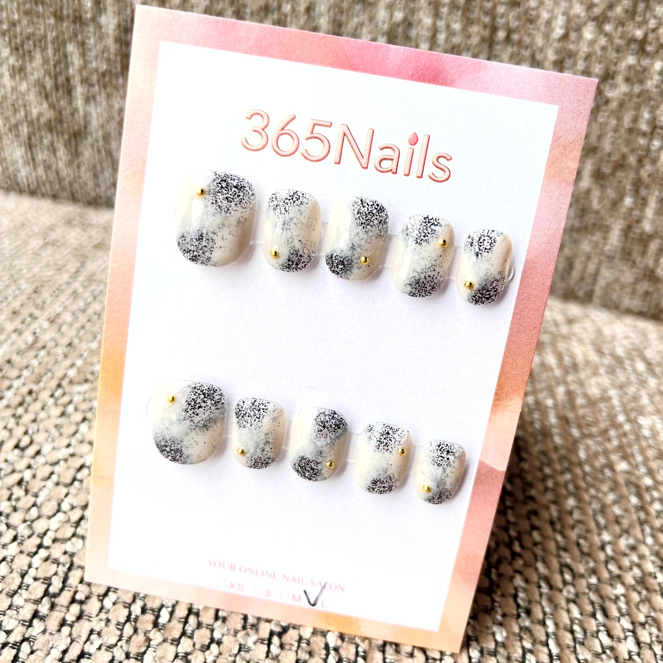 365nails: "Nebula Drift" – 핸드페인팅 마블 수제 숏 스퀘어형 네일