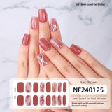 Semi-Cured Gel Nail Strips 3D Foil Heart Glossy Design (MOQ=3)