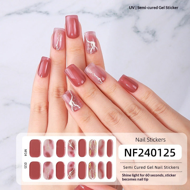 Semi-Cured Gel Nail Strips 3D Foil Heart Glossy Design (MOQ=3)