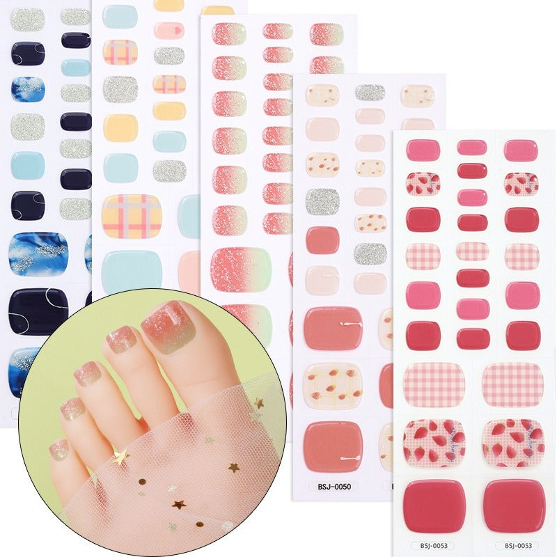 Semi-Cured Gel Nail Strips Toe Nails Four-Point Star Glossy Set (MOQ=3)