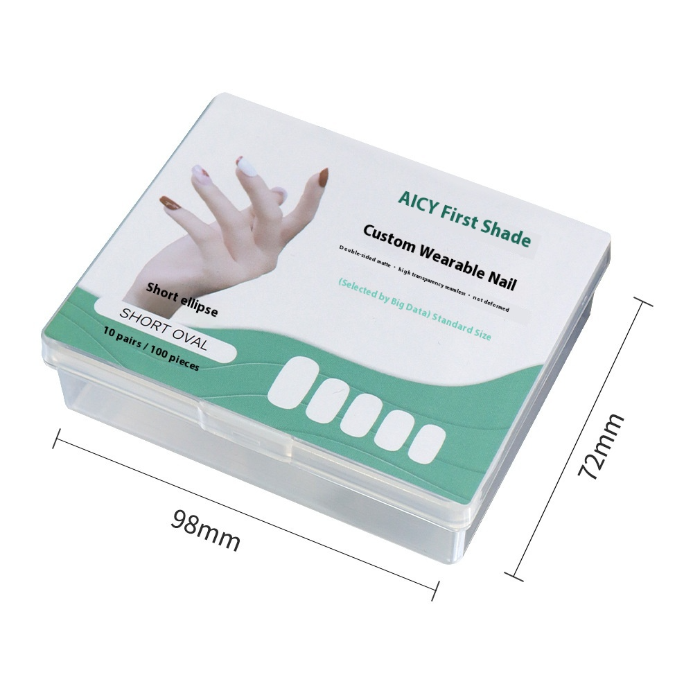 Nail Tips Sub-code nail pads, 100 pcs for press on nails pads, standard size wear-free full half stickers, matte trapezoidal square false nail pads