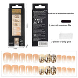 Nude Gradient Leopard Print Short Square Nail Set