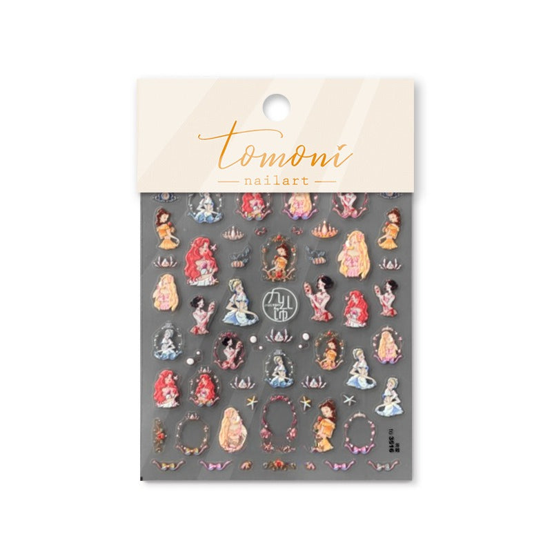 Disney Princess Nail Stickers – 5D Embossed Fairytale Set