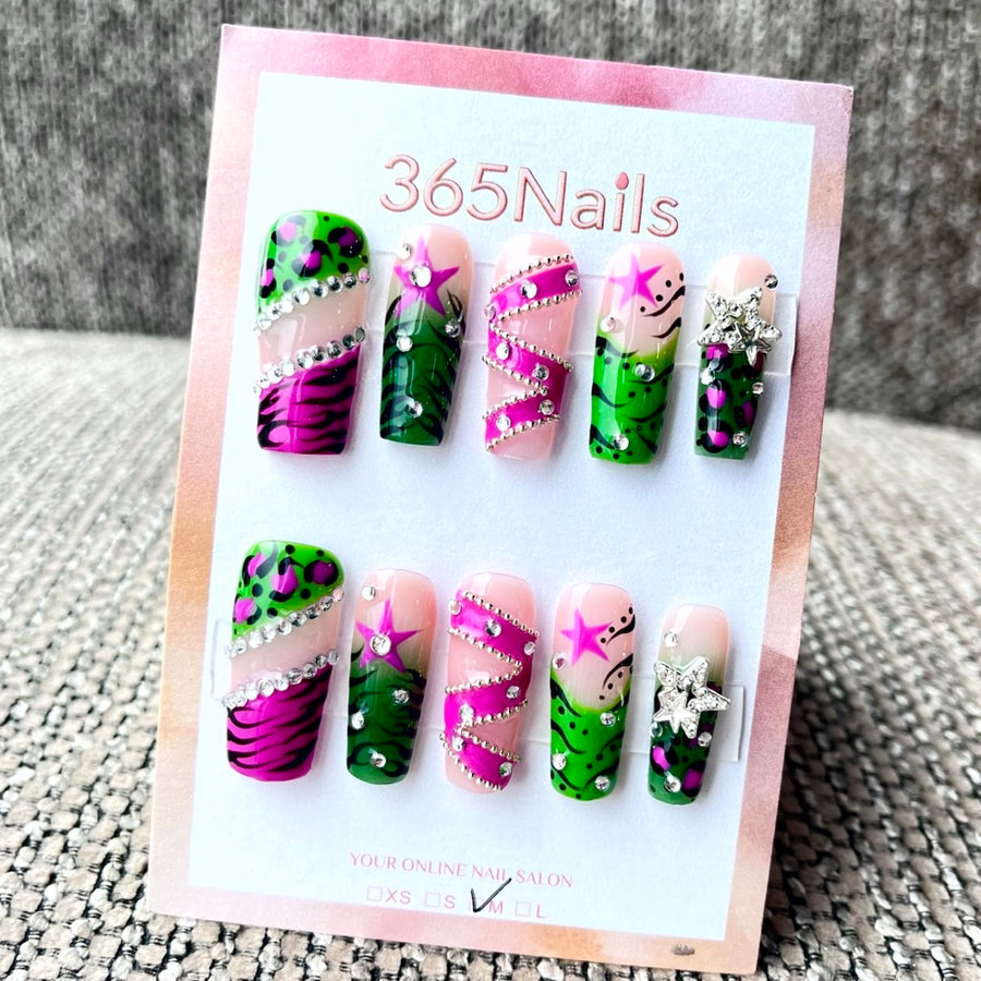 365nails: "Jungle Fever" – 3D Art Handmade Coffin Nails