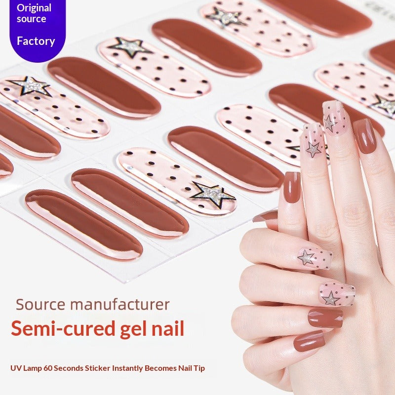 Semi-Cured Gel Nail Strips Christmas Snowflake Festive Glossy Design (MOQ=3)
