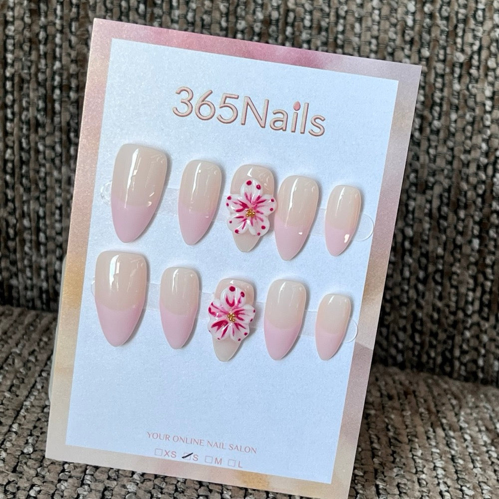 Blush Petal Veil - Pink Ombre 3D Press-On Nails