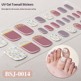 Semi-Cured Gel Nail Strips Toe Nails French Style Soft Pink Glossy Set (MOQ=3)