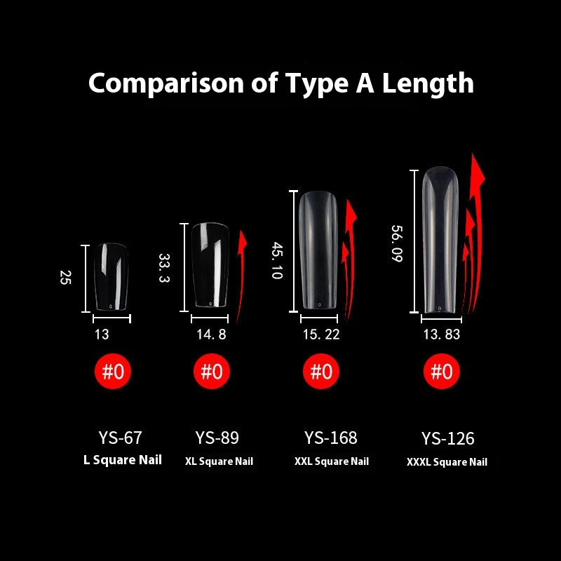 Nail Tips nail piece Square nail Transparent extended flat head Fake nail Nail art patch Full half sticker Dual-purpose nail art shop special