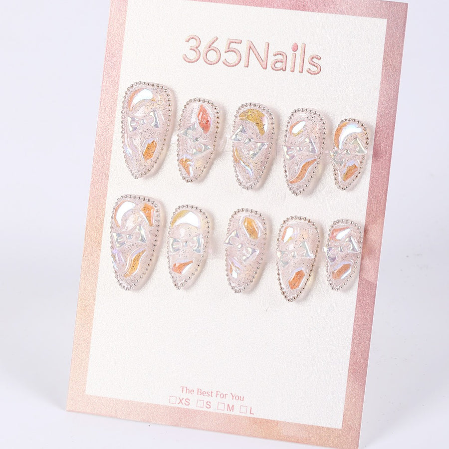 Iridescent Coral Series Press-On Nails ( MOQ=5pcs )