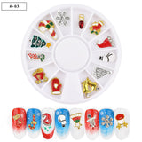 Christmas Alloy Nail Charms – Festive 3D Metal Decorations in 12-Grid Wheel (MOQ=3)